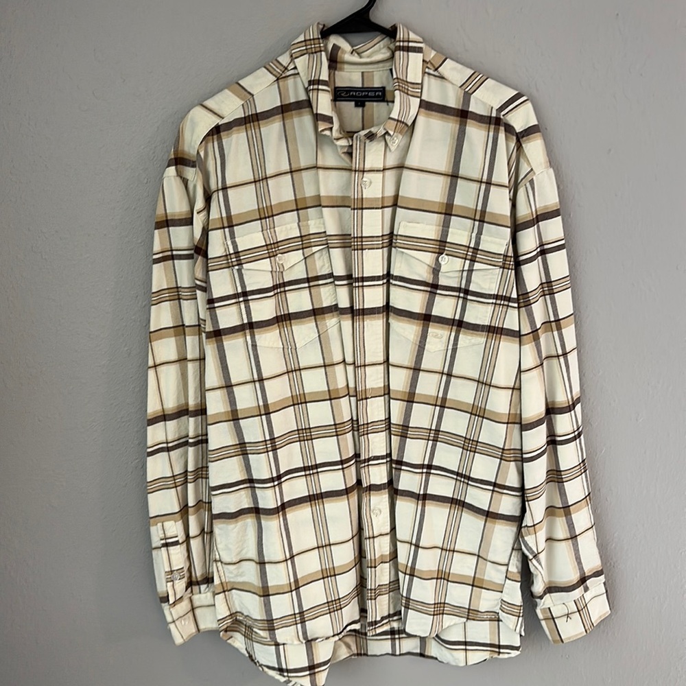 Roper long sleeved button up western shirt. Size large